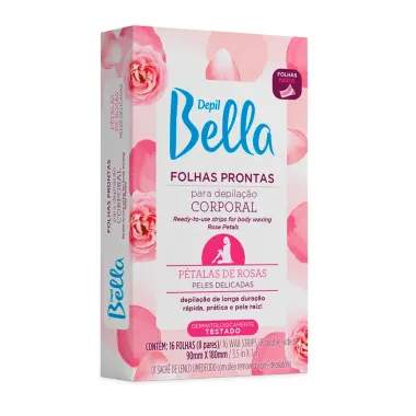 Folhas Prontas para Depila&ccedil;&atilde;o Corporal Depil Bella P&eacute;talas de Rosas para Peles Delicadas 16 Unidades
