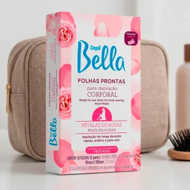 Folhas Prontas para Depila&ccedil;&atilde;o Corporal Depil Bella P&eacute;talas de Rosas para Peles Delicadas 16 Unidades