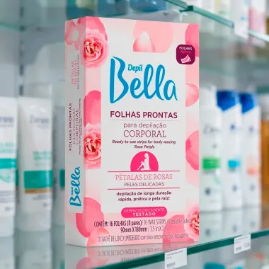 Folhas Prontas para Depila&ccedil;&atilde;o Corporal Depil Bella P&eacute;talas de Rosas para Peles Delicadas 16 Unidades