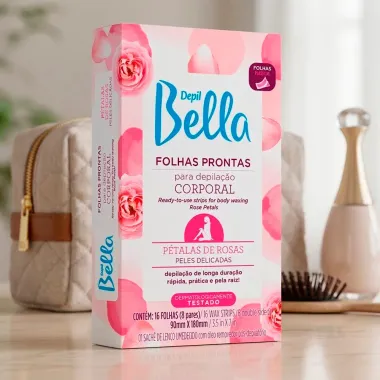 Folhas Prontas para Depila&ccedil;&atilde;o Corporal Depil Bella P&eacute;talas de Rosas para Peles Delicadas 16 Unidades