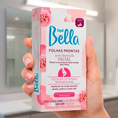 Folhas Prontas para Depila&ccedil;&atilde;o Facial Depil Bella P&eacute;talas de Rosas para Peles Delicadas 16 Unidades