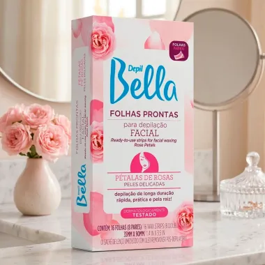 Folhas Prontas para Depila&ccedil;&atilde;o Facial Depil Bella P&eacute;talas de Rosas para Peles Delicadas 16 Unidades