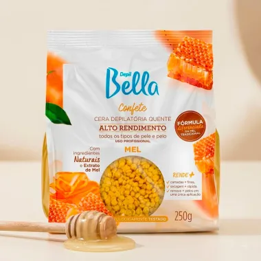 Cera Depilat&oacute;ria Quente Depil Bella Confete Mel Alto Rendimento 250g