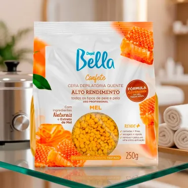 Cera Depilat&oacute;ria Quente Depil Bella Confete Mel Alto Rendimento 250g