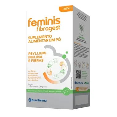 Feminis Fibragest em P&oacute; Sem Sabor com 10 Sach&ecirc;s de 7,37g Cada
