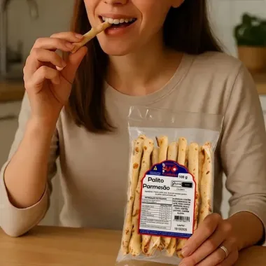 Biscoito de Polvilho V&oacute; Cidinha Palito Parmes&atilde;o 100g