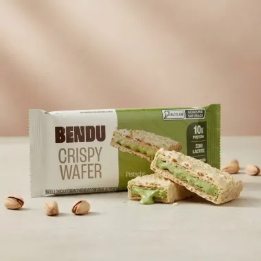 Barra Protein Bendu Crispy Wafer 10g de Prote&iacute;na Pistache Zero 40g