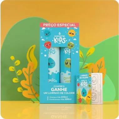 Kit Shampoo e Condicionador Hidratei Kids 200ml cada e Ganhe 1 Livrinho de Colorir