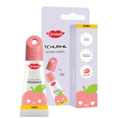 Gloss Labial Carmed Tchurma Cheirinho de P&ecirc;ssego com Cor Efeito Gloss com Case 5g