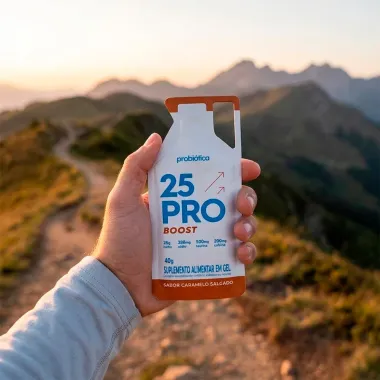 Gel Probi&oacute;tica 25 PRO BOOST Sabor Caramelo Salgado Suplemento Energ&eacute;tico 40g