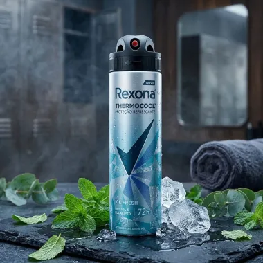 Desodorante Antitranspirante Aerosol Men Rexona Thermocool Ice Fresh Mentol e Eucalipto 72 horas 150ml