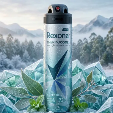 Desodorante Antitranspirante Aerosol Men Rexona Thermocool Ice Fresh Mentol e Eucalipto 72 horas 150ml