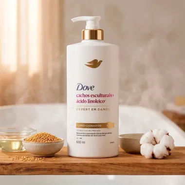 Condicionador Dove Cachos Esculturais e &Aacute;cido Linoleico Expert em Danos 600ml