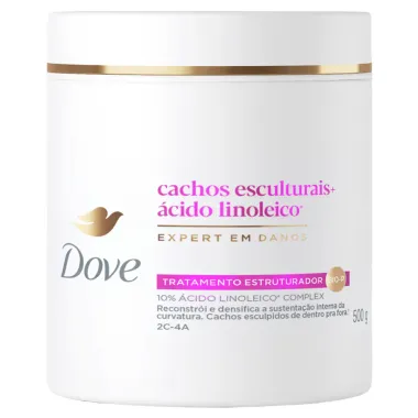 M&aacute;scara de Tratamento Estruturador BIO P Dove Cachos Esculturais &Aacute;cido Linoleico Expert em Danos 500g