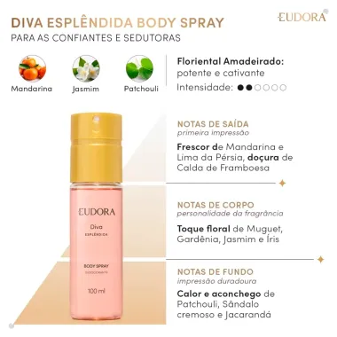 Body Spray Eudora Diva Espl&ecirc;ndida Desodorante 100ml