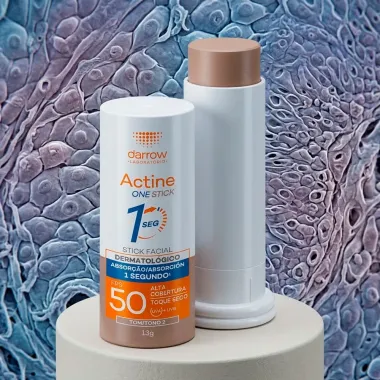 Prote&ccedil;&atilde;o Solar Facial Actine One Stick Multifuncional FPS 50 Toque Seco Cor Tom 2 13g