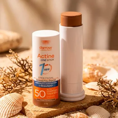 Prote&ccedil;&atilde;o Solar Facial Actine One Stick Multifuncional FPS 50 Toque Seco Cor Tom 4 13g
