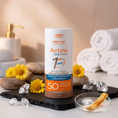 Prote&ccedil;&atilde;o Solar Facial Actine One Stick Multifuncional FPS 50 Toque Seco Cor Tom 4 13g