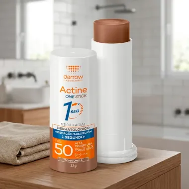 Prote&ccedil;&atilde;o Solar Facial Actine One Stick Multifuncional FPS 50 Toque Seco Cor Tom 4 13g