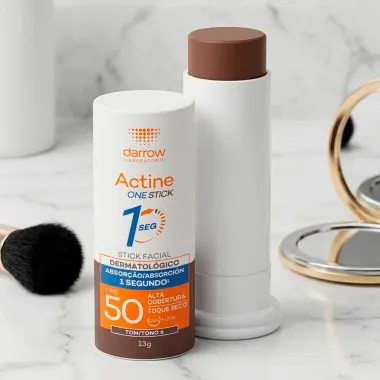 Prote&ccedil;&atilde;o Solar Facial Actine One Stick Multifuncional FPS 50 Toque Seco Cor Tom 6 13g