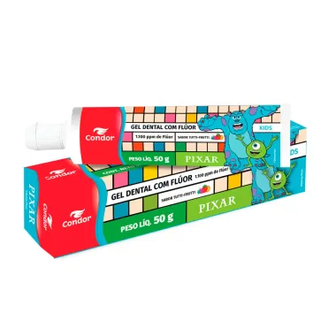 Gel Dental Infantil Condor Kids Pixar Sabor Tutti Frutti com Fl&uacute;or 50g