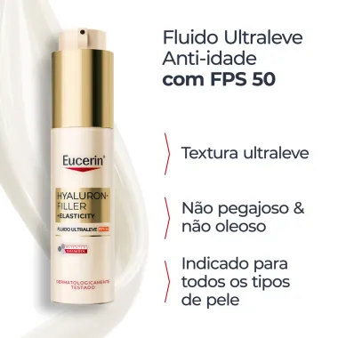 Hyaluron Filler Elasticity Eucerin Fluido Ultraleve FPS 50 50ml