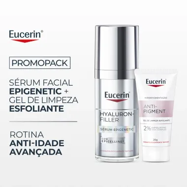 Kit Eucerin Hyaluron Filler S&eacute;rum Epigenetic Anti-Idade 30ml e Ganhe Anti-Pigment Gel de Limpeza Esfoliante 20g