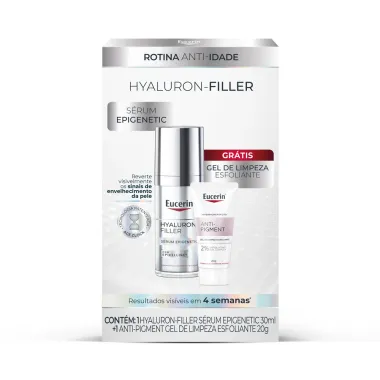 Kit Eucerin Hyaluron Filler S&eacute;rum Epigenetic Anti-Idade 30ml e Ganhe Anti-Pigment Gel de Limpeza Esfoliante 20g