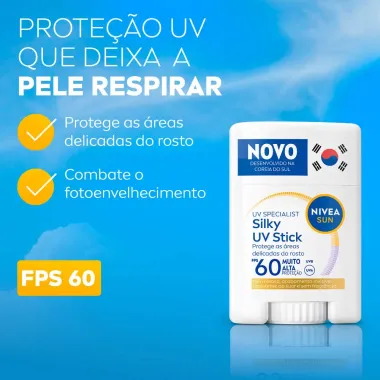 Protetor Solar Nivea Sun UV Specialist Silky UV Stick FPS 60 15g