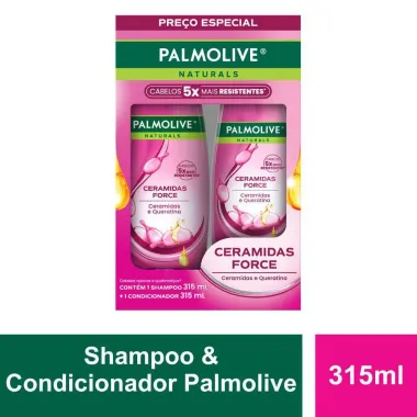 Kit Shampoo e Condicionador Palmolive Naturals Ceramidas Force Cabelos Opacos e Quebradi&ccedil;os 315ml Cada