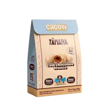 T&acirc;mara CaCow com Chocolate Branco Zero A&ccedil;&uacute;car e Lactose 60g