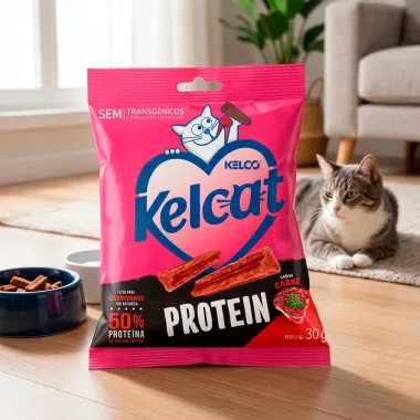 Petisco para Gatos Kelco Kelcat Stick Protein Sabor Carne Sach&ecirc; 30g