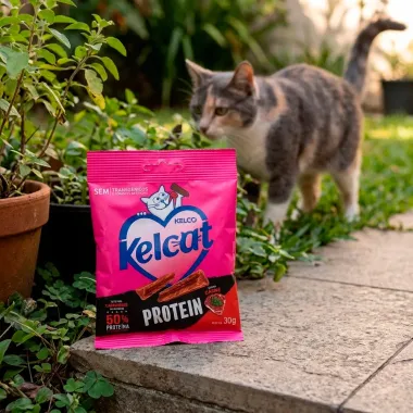 Petisco para Gatos Kelco Kelcat Stick Protein Sabor Carne Sach&ecirc; 30g