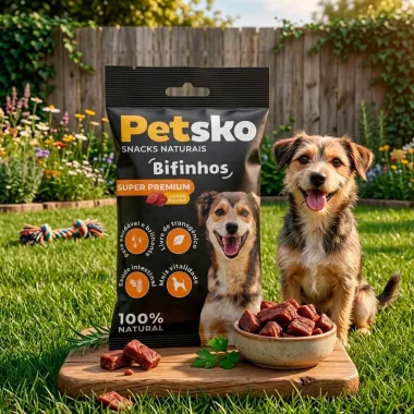 Snacks Naturais para C&atilde;es Petsko Bifinhos Super Premium Carne Bovina com 60g