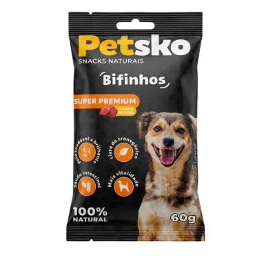 Snacks Naturais para C&atilde;es Petsko Bifinhos Super Premium Carne Bovina com 60g