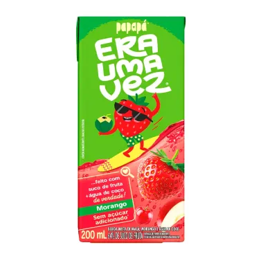 Suco Papap&aacute; Era Uma Vez Sabor Morango Ma&ccedil;a e &Aacute;gua de Coco Sem A&ccedil;&uacute;car Adicionado 200ml
