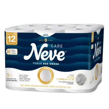 Papel Higi&ecirc;nico Neve Care Toque das Ondas Folha Tripla 12 Unidades