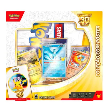 Cole&ccedil;&atilde;o com Poster Pok&eacute;mon Celebra&ccedil;&atilde;o de 30 Anos com 21 Cartas