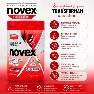 Creme de Tratamento Novex Doctor Pept&iacute;deos e R&iacute;cino Efeito Ampola 1Kg