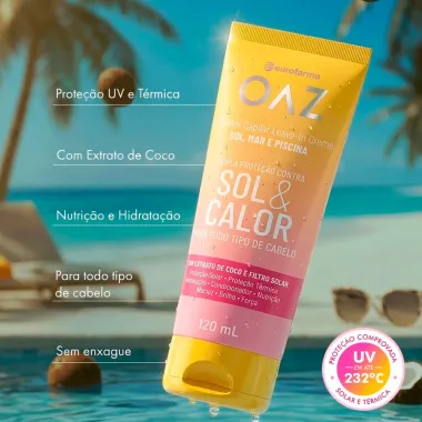 Protetor Capilar Oaz Leave-in Creme Sol e Calor para Todo Tipo de Cabelo 120ml