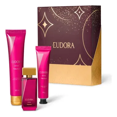 Kit Eudora Diva Fabulosa Desodorante Col&ocirc;nia 30ml Creme Hidratante para M&atilde;os 50g e Lo&ccedil;&atilde;o Hidratante Desodorante Corporal 100ml