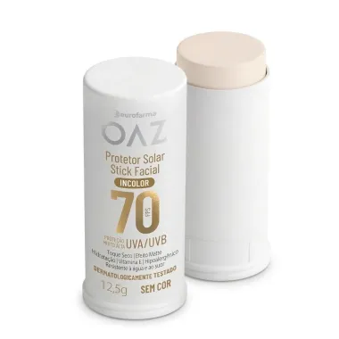 Protetor Solar Facial Stick Eurofarma OAZ Incolor FPS 70 Sem Cor 12,5g