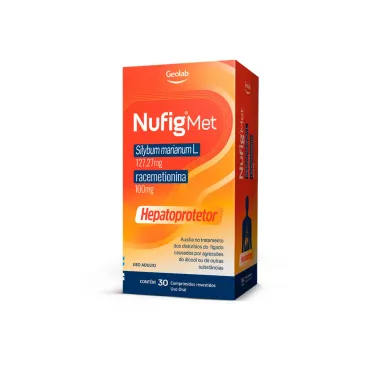 Nufig Met 127,27mg e 100mg Hepatoprotetor com 30 Comprimidos Revestidos