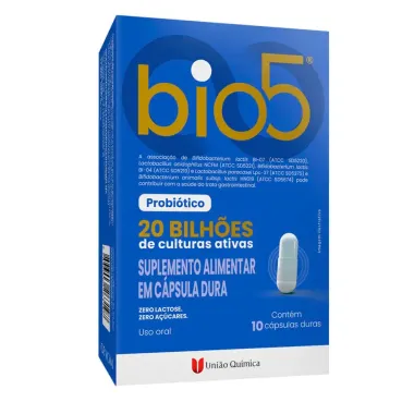 Bio5 Probi&oacute;tico 20 Bilh&otilde;es de Culturas Ativas com 10 C&aacute;psulas Duras