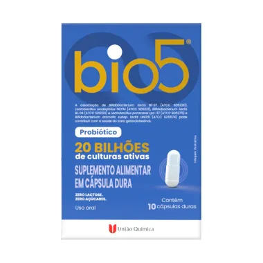 Bio5 Probi&oacute;tico 20 Bilh&otilde;es de Culturas Ativas com 10 C&aacute;psulas Duras