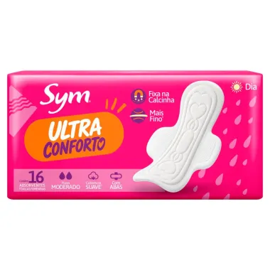 Absorvente Sym Ultra Conforto Dia Cobertura Suave com Abas com 16 Unidades