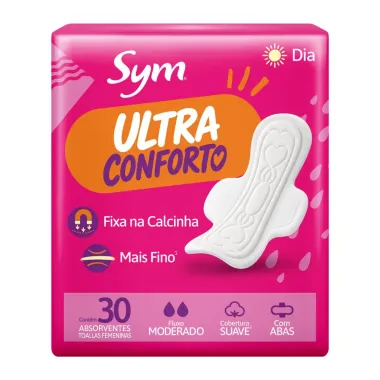 Absorvente Sym Ultra Conforto Dia Cobertura Suave com Abas com 30 Unidades