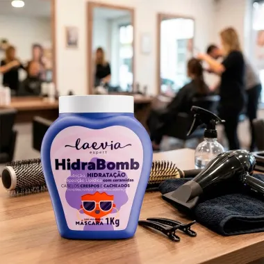Creme de Pentear e M&aacute;scara de Hidrata&ccedil;&atilde;o 2 em 1 Laevia Expert HidraBomb Cabelos Crespos e Cacheados 1kg