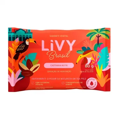 Sabonete em Barra Livy Brasil Castanha Nutri Sensa&ccedil;&atilde;o de Hidrata&ccedil;&atilde;o 80g