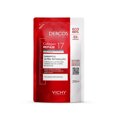 Shampoo Ultra Repara&ccedil;&atilde;o Dercos Collagen Repair 17 Eco Refil 200ml